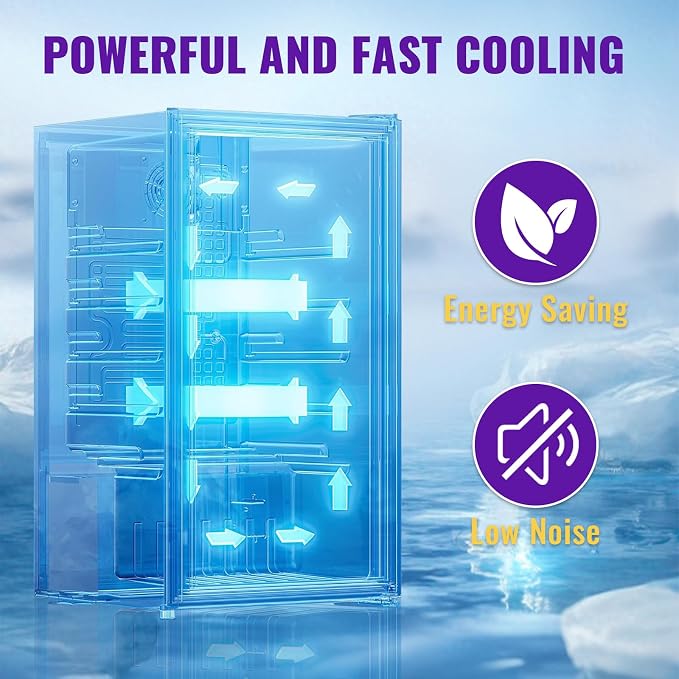 3.5 Cu.ft Beverage Refrigerator & Mini Cooler with LED Touch Panel 125 Can Small Beer Fridge with Glass Door for Wine Soda Juice Clear Front Removable Shelves for Home Office Bar - Image 4
