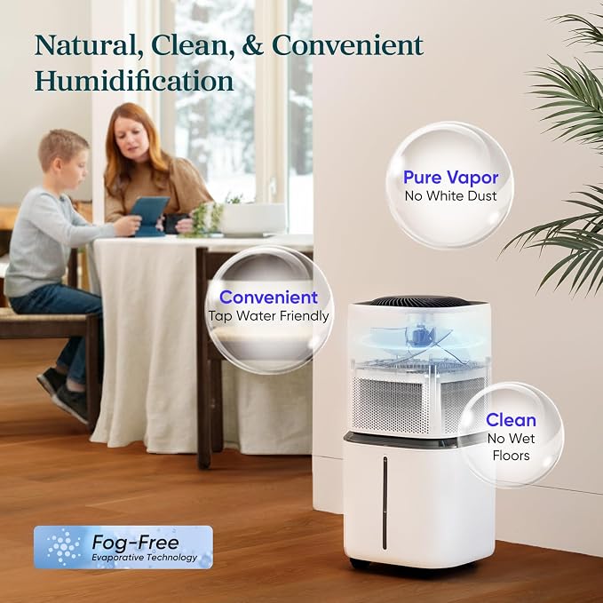LEVOIT Superior 6000S Smart Evaporative Humidifiers for Home Whole House up to 3000ft², 23L, Last 72-Hour, Premium Filter, Dry Mode, Wheels & Water Fill Hose, Foldable Storage, Sleep Mode, New Edition - Image 4