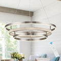 3 Ring LED Chandelier Nickel Round Chandelier Light Fixture Dimmable Foyer by Aodoran