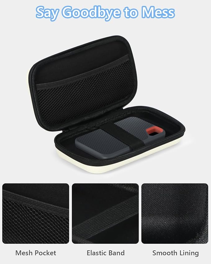 Off White Small Travel Electronic Organizer Case - Universal Hard Carrying Case Portable Storage Pouch Bag for Tech Accessories, Cable, Cord, MP3 Players, Card, Car Key Cash, SD Card - Image 5
