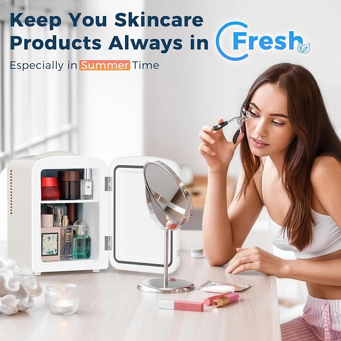 Antarctic Star 4L/6 Cans Compact Refrigerator,Portable Mini Fridge Skin Care,Cooler and Warmer for Bedroom,Car,Office & Dorm, Small Cooler for Cosmetics/Beverage/Food,WHITE - Image 5