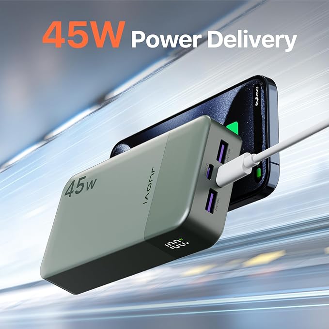 JUOVI J2621 Power Bank Portable Charger 20000mAh 45W, PD3.0 QC 4.0 Fast Charging Battery Pack with LED Display,2 USB-C,2 USB-A for iPhone 15 16, MacBook - Image 2