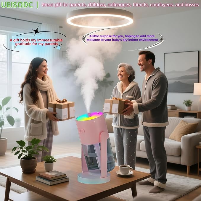 UEISODC Bedroom Humidifier, USB Mini Portable Humidifier with Ultrasonic Nano-Fine Mist, Auto Shut-Off, Rotatable Design, Quiet Operation, and Easy Refilling & Cleaning - Image 8