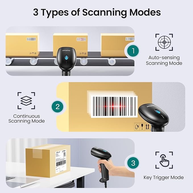 2D 1D Barcode Scanner : USB Wired Inventory QR Scanner - Image 4
