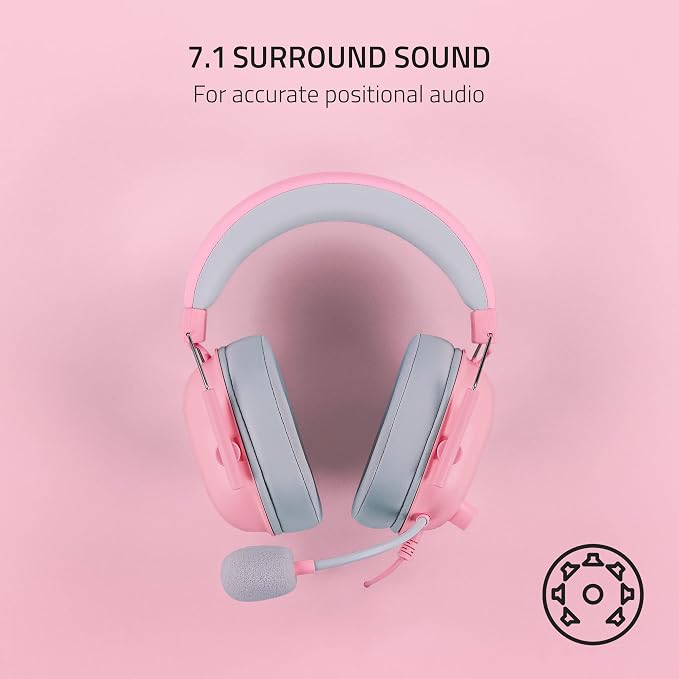 Razer BlackShark V2 X Gaming Headset, 50mm Drivers, Quartz Pink - Image 7
