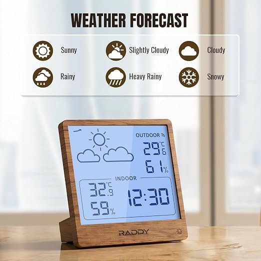Raddy WF-50T Indoor Outdoor Thermometer Hygrometer Wireless Weather Station - Image 3