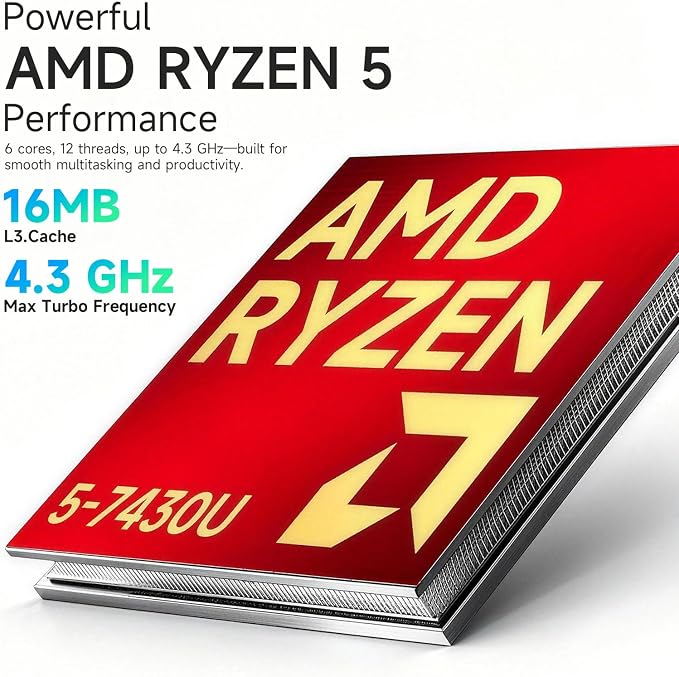 HP 17 Touchscreen Laptop Computer, AMD Ryzen 5 7430U, 17.3" Anti-Glare Display, Backlit Keyboard, 16GB RAM, 512GB SSD, Windows 11 Pro, for Business & Student, Fast Charge, AI Copilot, w/Accessories - Image 3