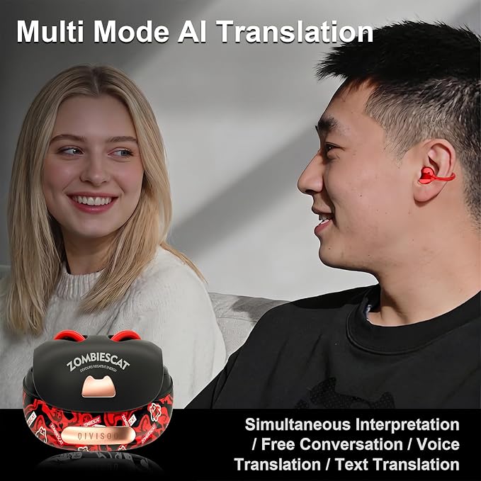 Third-generation Open Headphones, Clip-on Earplugs, True Wireless TWS Bluetooth 6.0 Earclip Earphone with Microphone, Stable to Wear Suitable for Glasses Wearers and Outdoor Sports and Running, Red - Image 2