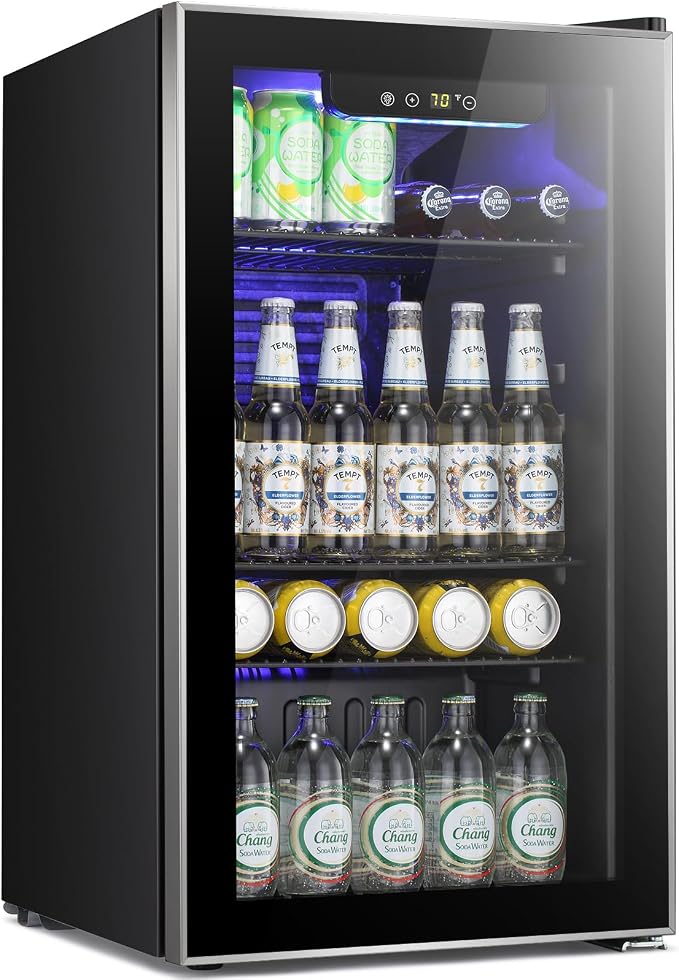 Antarctic Star Beverage Refrigerator -120 Can Mini Fridge for Soda Beer or Wine,Small Drink Dispenser, For Office or Bar with Adjustable Removable Shelves，Convertible Door ，3.1 Cu.Ft by AntarcticStar