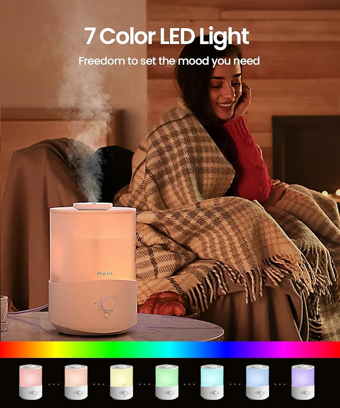 Humidifiers for Bedroom Large Room, 2.5L Cool Mist Humidifier with Essential Oil Diffuser, Top Fill Humidifier for Baby, Home, Plant, Ultrasonic Humidification for whole house, Auto Shut-Off - Image 7