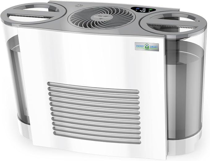 Vornado EVDC500 Energy Smart Evaporative Humidifier with 2 Gallon Dual Tank Capacity, LED Display, Automatic Shut-off, Electronic Humidistat, 4 Fan Speeds for Large Rooms up to 1000 sq ft by Vornado