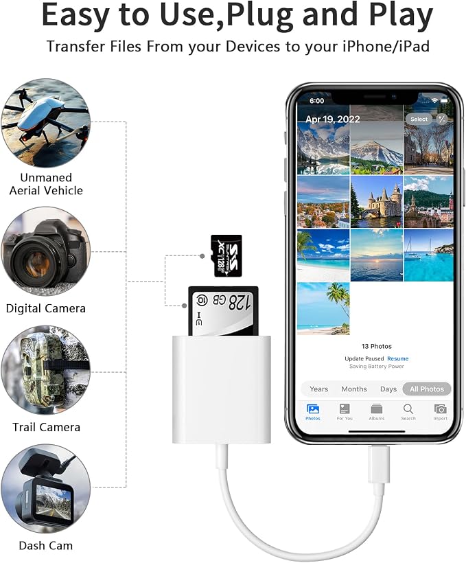 SD Card Reader for iPhone iPad Camera - Image 3