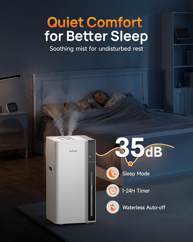 Mifasol Humidifier Large Room, 5.3Gal/20L Warm & Cool Mist Humidifiers for Home 1500 sq ft, Whole House Humidifier, Humidifiers for Bedroom Home Plants Office Large Areas, White - Image 6