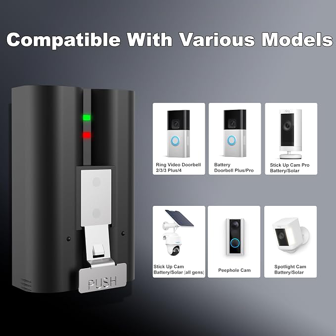 4-Pack Replacement Battery for Ring Doorbell - 6040mAh Rechargeable Camera - Image 3