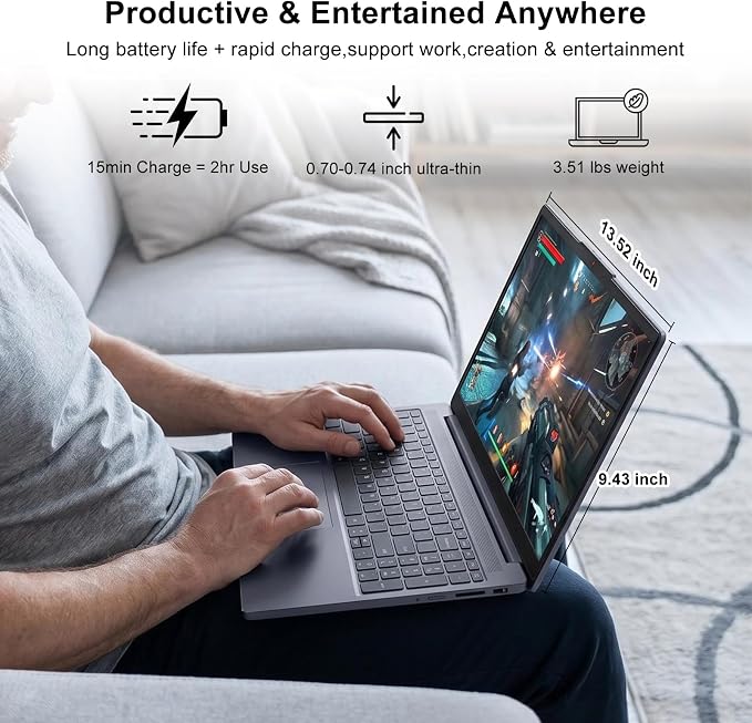 Lenovo IdeaPad Slim 3 15.3" FHD+ Touchscreen Laptop, Latest Gen AMD Ryzen 7 170(＞i5-13420H), Radeon 680M Graphics, 16GB DDR5, 512GB SSD, Wi-Fi 6, Numeric Keypad, Wind 11H, Grey, Bundle PCO Cooler - Image 6