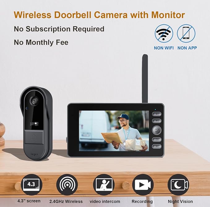 TKMARS Doorbell Camera Wireless No Subscription Video Doorbell, Two-Way - Image 2
