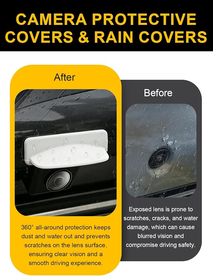 Car Camera Lens Protector 4-Pack + Backup Camera Rain Shield 2-Pack, - Image 4