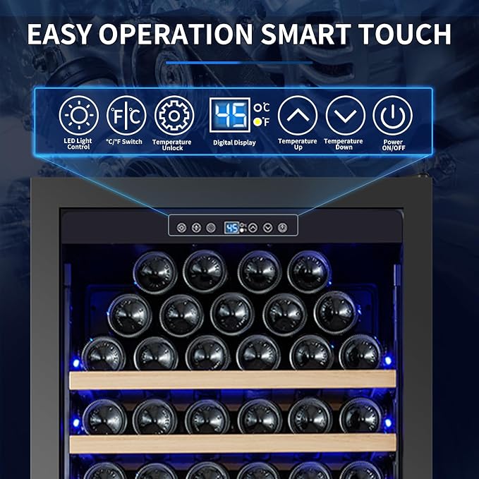 200 Bottle Upgrade Wine Cooler Refrigerator - 24 Inch Large Capacity Wine Fridge Built-In Freestanding, with Quiet Compressor, Professional Temperature Control & Wine Cellar - Black - Image 3