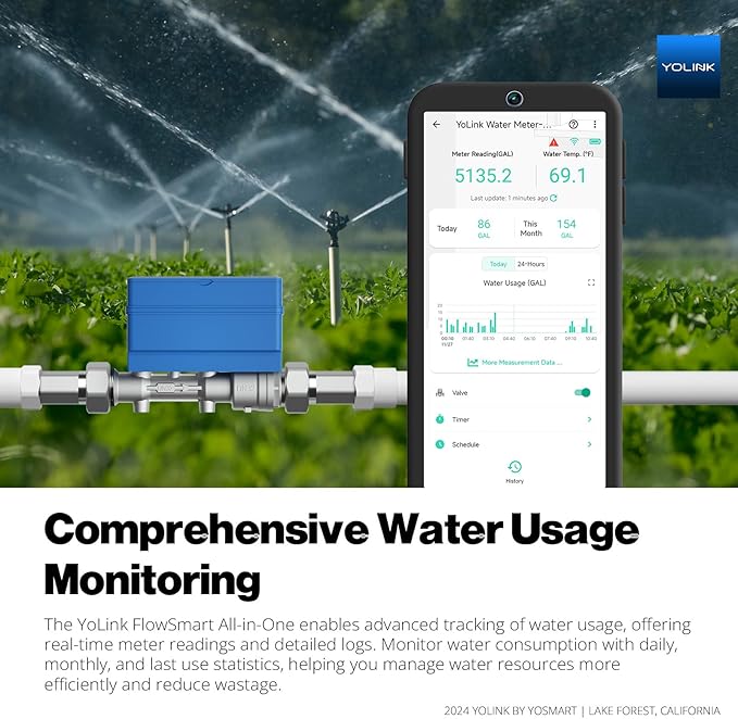 NSF Certified YoLink FlowSmart All-in-One Smart Water Meter & Auto Shutoff - Image 2