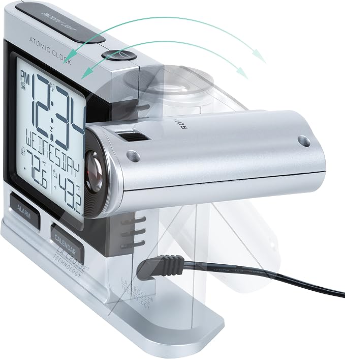 La Crosse Technology 616-12667-INT Silver Atomic Projection Alarm Clock - Image 2