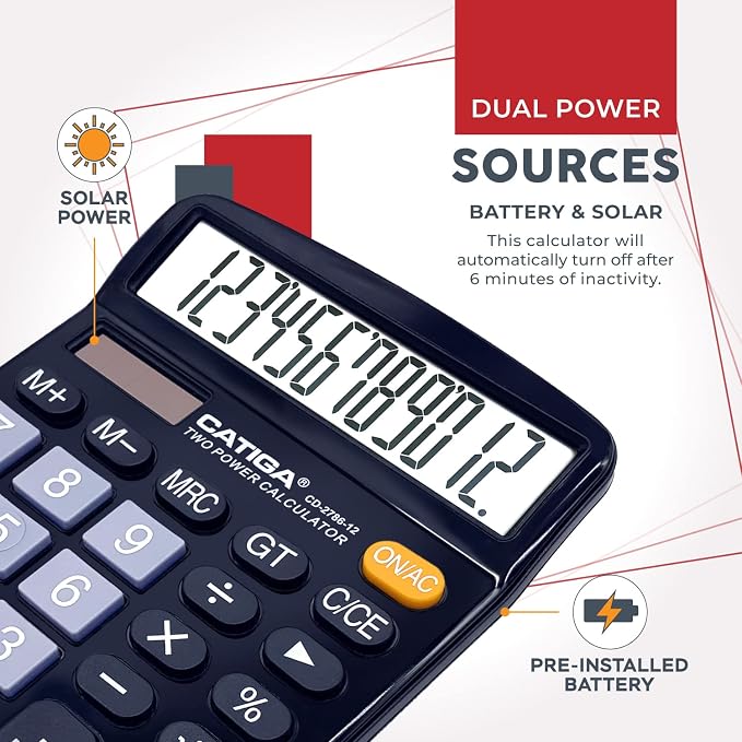 CATIGA 12 Digit Desk Calculator, Desktop Calculators - Image 4