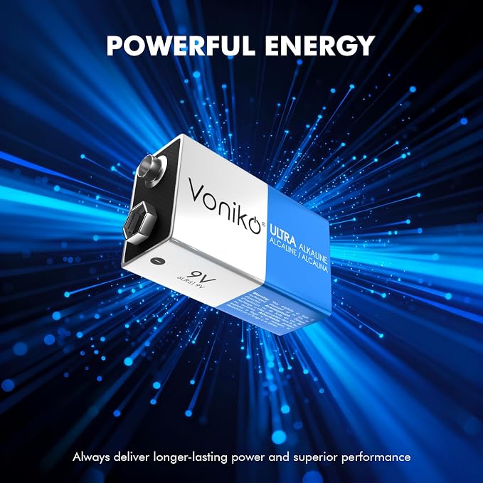 Voniko 48-Pack 9V Batteries, Long-Lasting 9 Volt Battery - Image 2