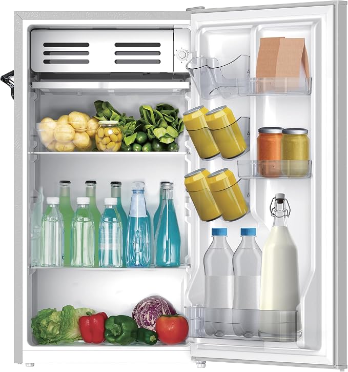 Frigidaire Retro Compact Fridge with Chiller, 3.2 cu ft Countertop Fridge with Built-In Bottle Opener, Compact Refrigerator for Office, Bedroom, Dorm Room or Cabin - 16.5"D x 19"W x 31"H (Moonbeam) - Image 8