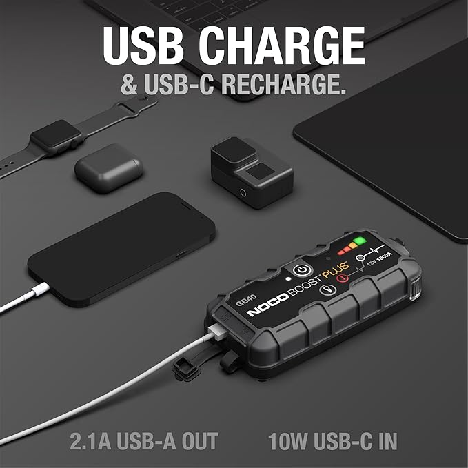 NOCO Boost GB40: 1000A UltraSafe Jump Starter – 12V Lithium Battery Booster Pack, Portable Jump Box, Power Bank & Jumper Cables - for 6.0L Gas and 3.0L Diesel Engines - Image 4