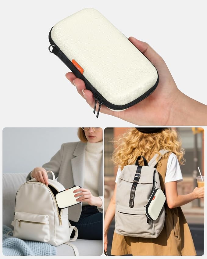 Off White Small Travel Electronic Organizer Case - Universal Hard Carrying Case Portable Storage Pouch Bag for Tech Accessories, Cable, Cord, MP3 Players, Card, Car Key Cash, SD Card - Image 6