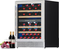Albott 24 Inch Wine Fridge, Dual Zone 49 Bottle Wine Cooler | Includes Digital Temperature Control, Reversible Double-Layer Glass Door, Built-in or Freestanding Design, 41–68℉ by Albott