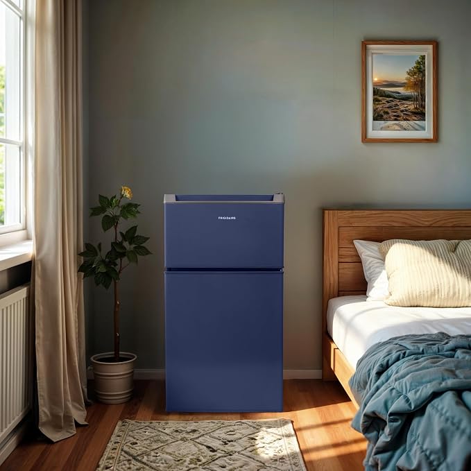Frigidaire Compact Refrigerator with Top Freezer - 2 Door Fridge with 3.2 Cu Ft, Contemporary Series, Blue - Image 9
