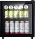 Mini Fridge Glass Door 60 Cans Beverage Cooler Refrigerator Mini Beer Fridge 1.6 cu.ft Organizer for Drinks Soda Wine Small Refrigerator with Blue LED for Home Office Dorm by WANAI%C2%AE