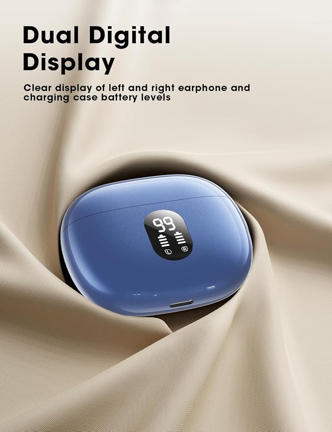 Wireless Earbuds, Hi-Fi Deep Bass Ear Buds, 48H Playtime In-Ear Headphones | 2 Mics for Clear Calls, LED Display, IPX7 Waterproof, Touch Control, Lightweight Bluetooth Earphones for iPhone/Android/TV - Image 6