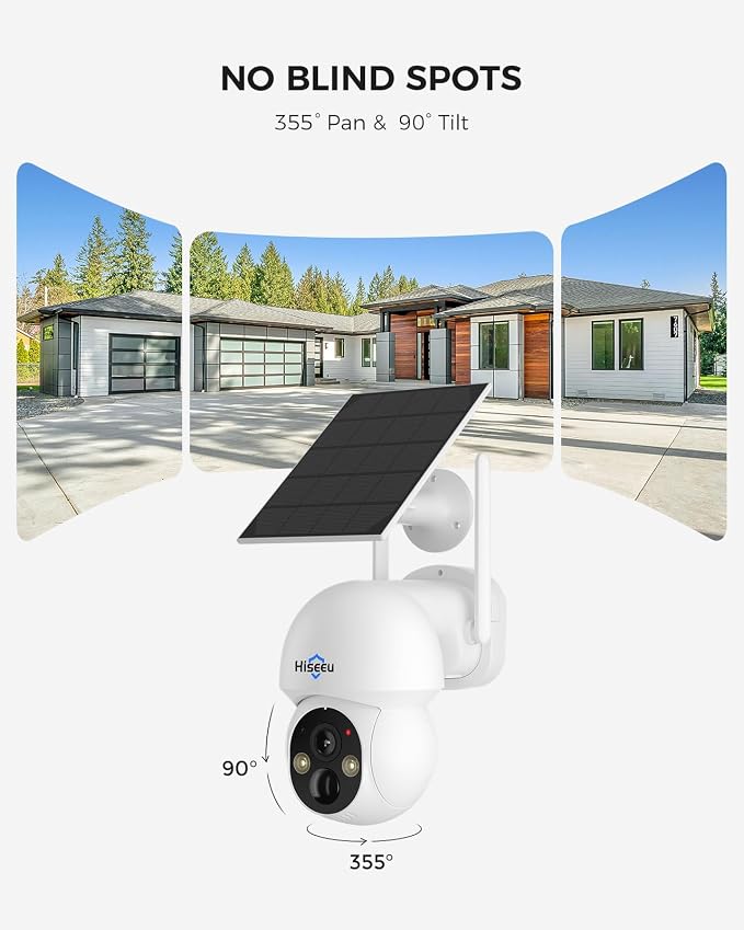 Hiseeu Solar Camera Wireless Outdoor, Home Security Camera System, 2.4G & 5G - Image 4