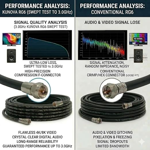 KUNOVA (TM 15 FT RG-6 Satellite TV Coaxial Cable RG6 3.5 Ghz 15FT New - Image 5