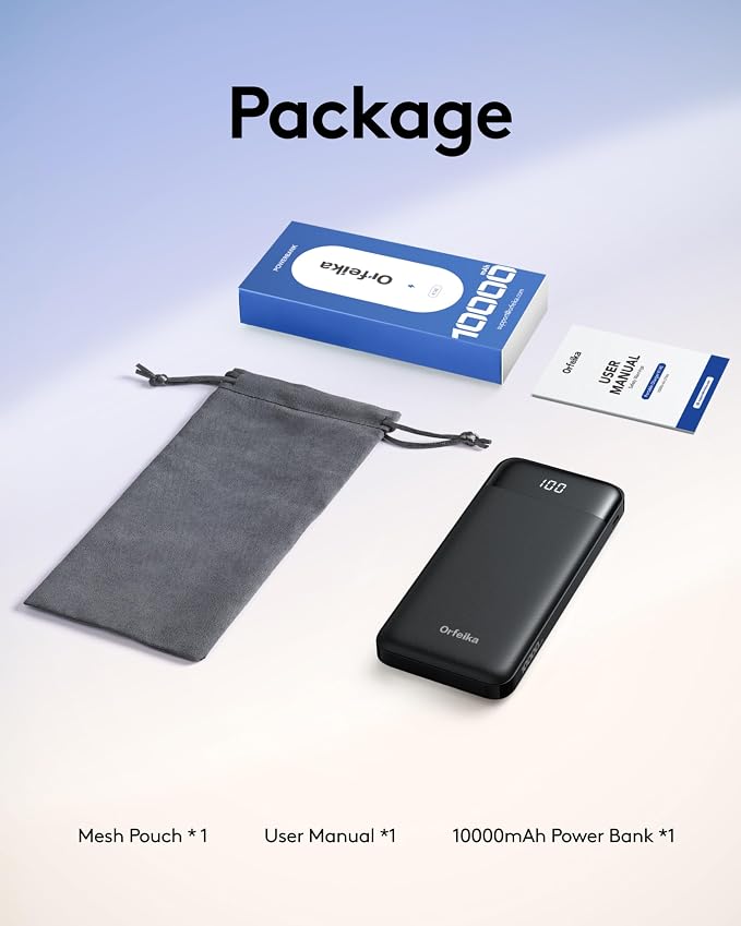 Orfeika Portable Phone Charger, 10000mAh Portable Charger Power Bank with Built-in Cables, Travel Essential Battery Pack Compatible with iPhone, Samsung, Google, iPads, Tablets, etc - Image 9