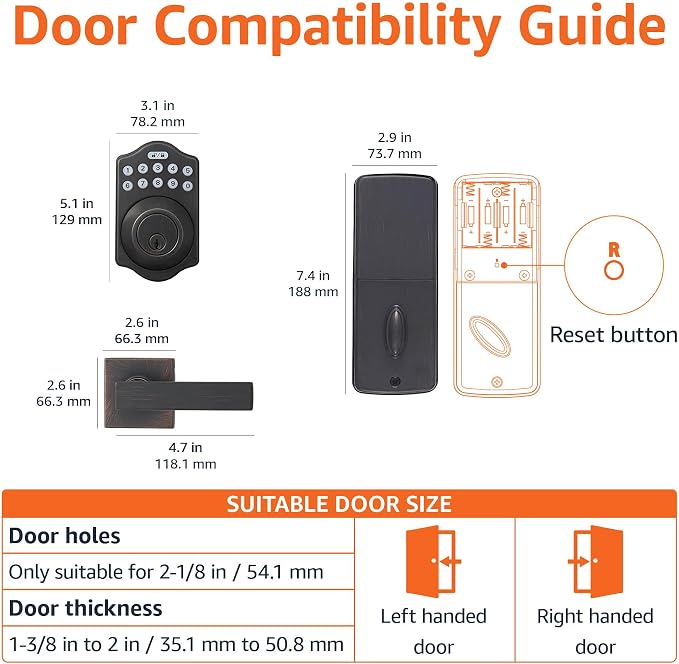 Amazon Basics Traditional Electronic Keypad, Keyless Entry Door Lock Deadbolt - Image 4