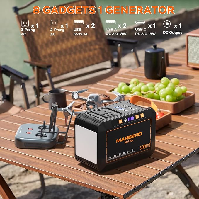 MARBERO Solar Generator 111Wh Portable Power Station with Solar Panel 30W Included Power Bank with AC Outlet 120W Surge for Home Outages Camping Outdoor Adventure Emergency - Image 3