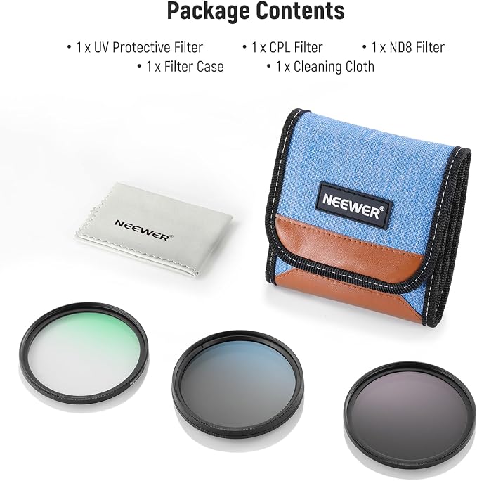 NEEWER 62mm UV CPL ND Lens Filter Kit, UV Protection + Circular Polarizing + - Image 8