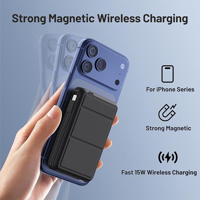 Azmuth for MagSafe Portable Charger, 10000mAh Magnetic Power Bank with 20W PD USB-C Fast Charging LED Display for MagSafe Battery Pack, Magnetic Travel Charger for iPhone 17/16/15/14/13/12 Series - Image 5