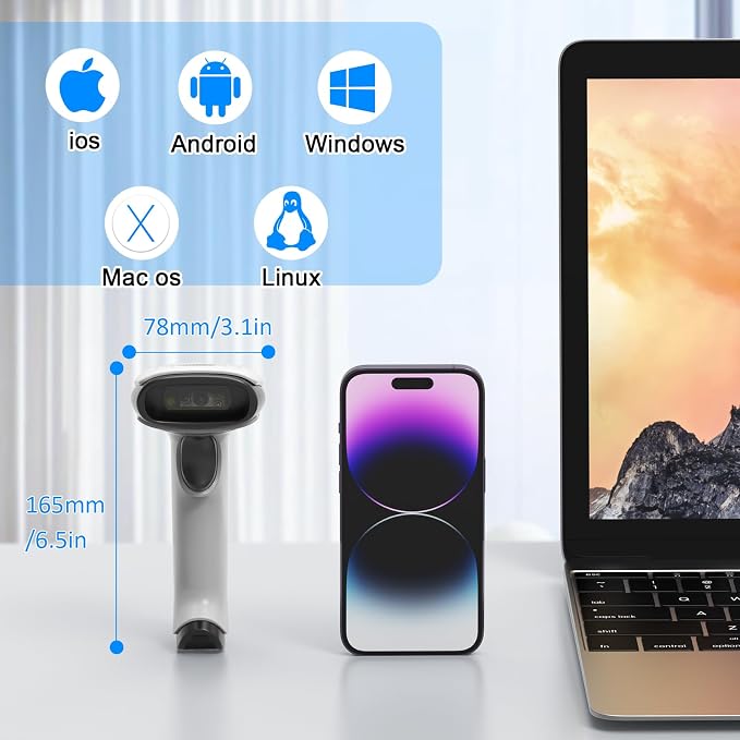 Symcode Bluetooth 2D Barcode Scanner 3-in-1 Wireless & USB Wired & Bluetooth - Image 3