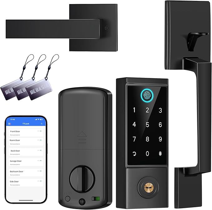 BEBASIA Smart Door Lock with Front Door Handle Set, Heavy Duty Fingerprint by BEBASIADoorLock