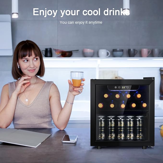 Antarctic Star 12 Bottle/48 Can Mini Fridge Cooler - Beverage Refrigerator Glass Door for Beer Soda Wine, Small Drink Dispenser Clear Front Removable for Home, Office Bar (1.3cu.ft) - Image 7