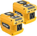 220W Azocek Power Inverter Compatible with Dewalt 20V Battery (Battery not Included), DC 20V to AC 110V, 2 USB Ports & 1 Type-C Fast Charging, 400LM LED Work Light (2-Pack) by Azocek