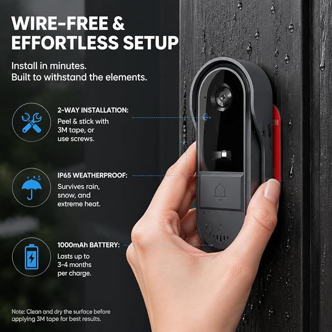 TKMARS Video Doorbell Wireless Doorbell Camera, - Image 5