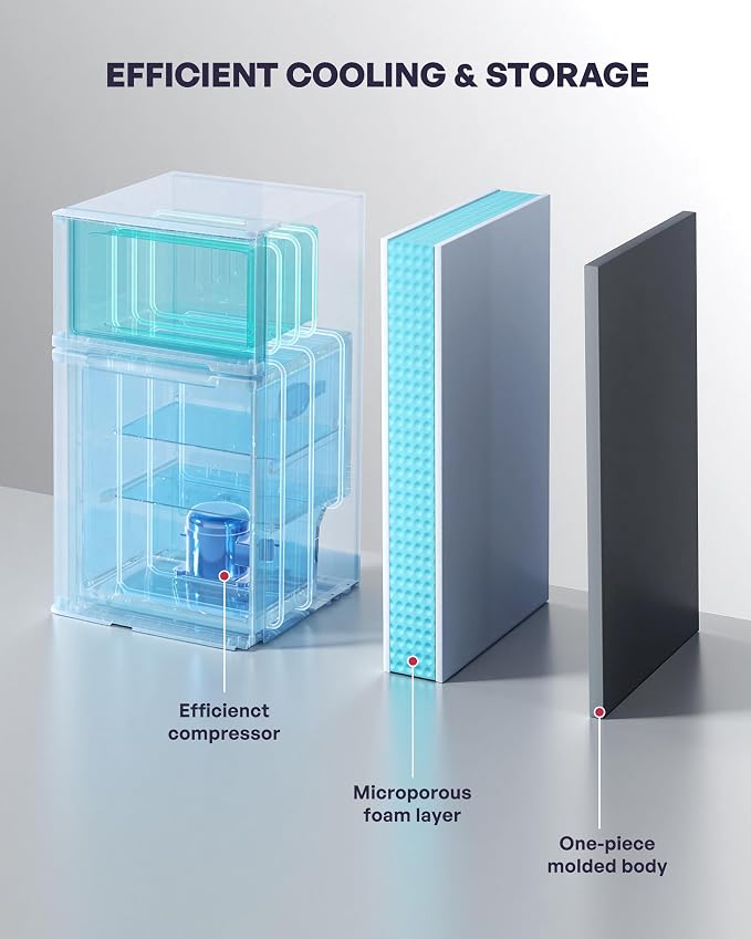 3.2 Cu.Ft Mini Fridge with Freezer, 2 Door Small Refrigerator with Adjustable Thermostat & Removable Glass Shelves, Mini Refrigerator for Dorm Office Kitchen, Black - Image 5