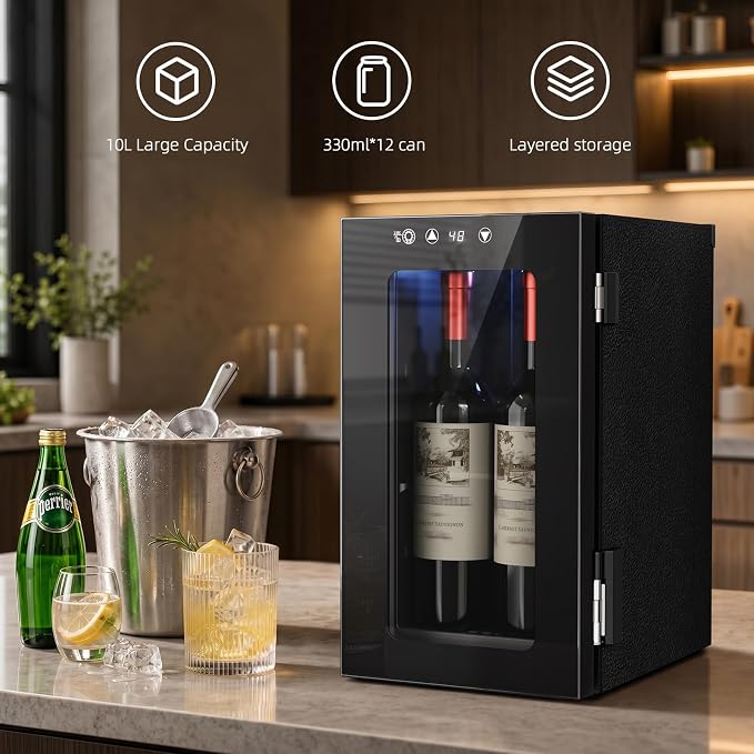 Antarctic Star Wine Cooler, 0.4 Cu. Ft. Portable Mini Wine fridge | Electronic Temp Control, 40-61°F Adjust Temp, Glass Door, Counter-top Drink Fridge for Bedroom, Dorm, Office, Bar & Kitchen - Image 7