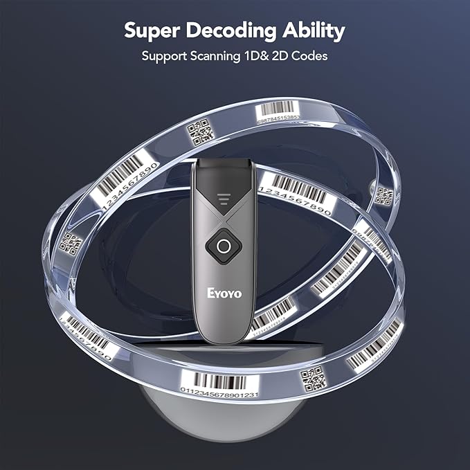 Eyoyo Bluetooth 2D&1D Barcode Scanner, Portable Wireless Mini Barcode Reader - Image 4