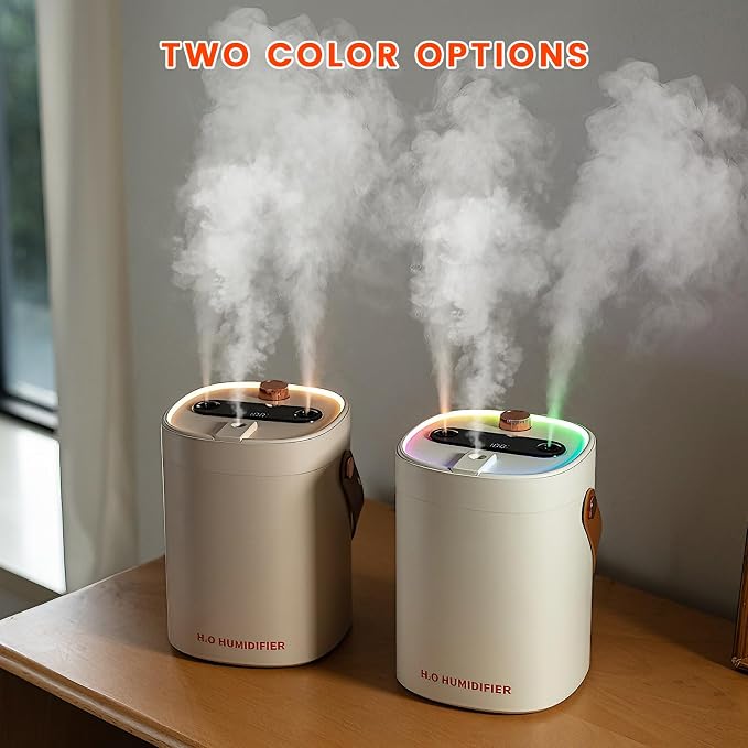 2L Humidifier for Bedroom,Portable Cool Mist Humidifiers,Ultra Quiet 20dB,Top Fill Air Humidifier for Home,Office,Plants，Adjustable Humidity,Night Light,BPA-Free,Khaki - Image 8