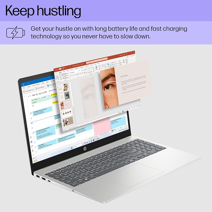 HP 15.6 inch Laptop, FHD Display, AMD Ryzen 7 5825U, 8 GB RAM, 512 GB SSD, AMD Radeon Graphics, Windows 11 Home, Natural Silver, 15-fc0502nr - Image 4